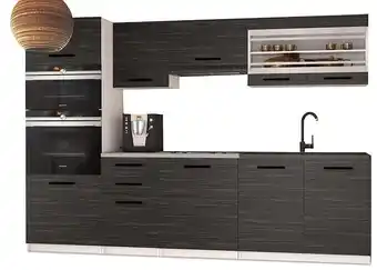 Cortala - cuisine complète l240 cm - cuisine droite 7 pcs - plan de travail inclus - ébène royal