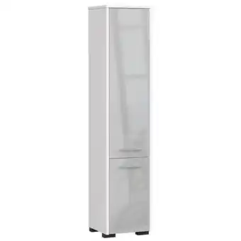 Bricorama Frank - colonne de salle de bain style moderne - 30x140x30 - 2 portes+5 tablettes - étagère - gris offre