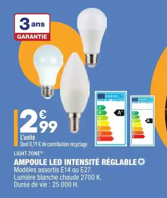 ALDI Ampoule les intensité réglable offre