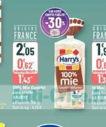 G20 100% Mie Complet sans croûte HARRYS offre