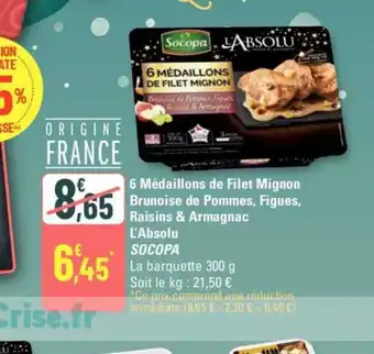6 Médaillons de Filet Mignon Brunoise de Pommes, Figues, Raisins & Armagnac