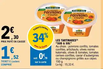E.Leclerc LES TARTINADES SUD & SOL offre
