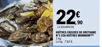 E.Leclerc HUÎTRES CREUSES DE BRETAGNE N°3 X36 HUÎTRES MINIMUM offre
