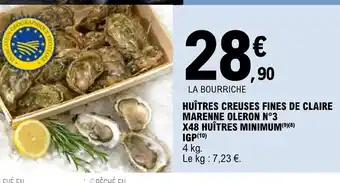 E.Leclerc HUÎTRES CREUSES FINES DE CLAIRE MARENNE OLERON N°3 offre