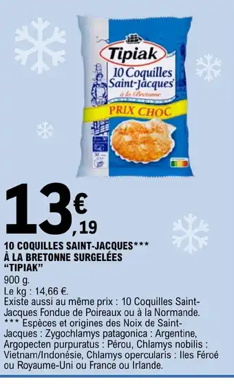 E.Leclerc 10 COQUILLES SAINT-JACQUES À LA BRETONNE SURGELÉES offre