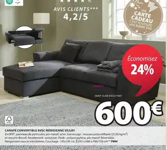 JYSK CANAPÉ CONVERTIBLE AVEC MÉRIDIENNE VEJLBY offre