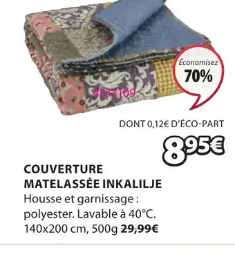 JYSK COUVERTURE MATELASSÉE INKALILJE offre