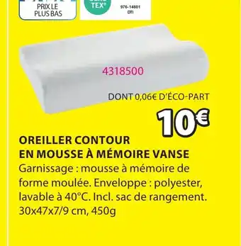 JYSK OREILLER CONTOUR EN MOUSSE À MÉMOIRE VANSE offre