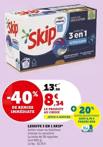 Super U LESSIVE 3 EN 1 SKIP offre
