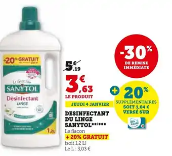 Super U DESINFECTANT DU LINGE SANYTOL offre