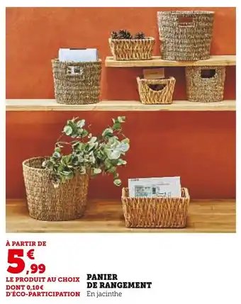 Super U PANIER DE RANGEMENT En jacinthe offre