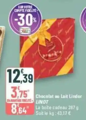 G20 Chocolat au lait lindor LINDT offre