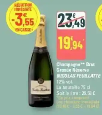 G20 Champagne** Brut Grande Réserve NICOLAS FEUILLATTE offre