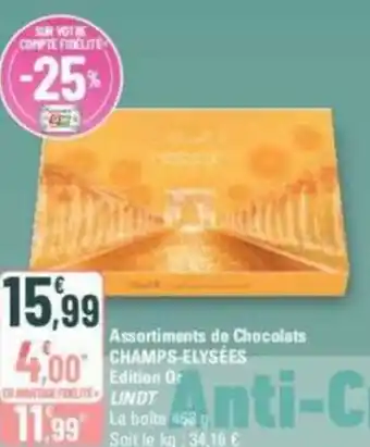 G20 Assortiments de Chocolats CHAMPS-ELYSÉES Edition or LINDT offre