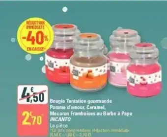 G20 Bougie Tentation gourmande Pomme d'amour, Caramel, Macaron Framboises ou Barbe à Papa INCANTO offre