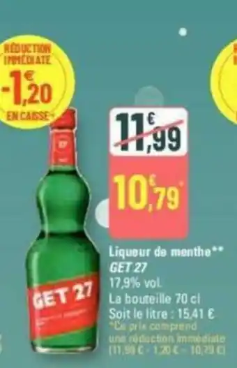 G20 Liqueur de menthe** GET 27 offre
