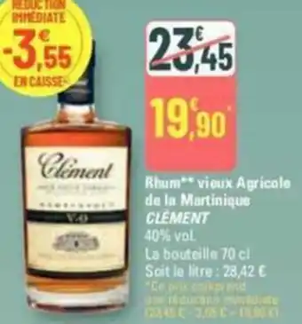 G20 Rhum** vieux Agricole de la Martinique CLEMENT offre