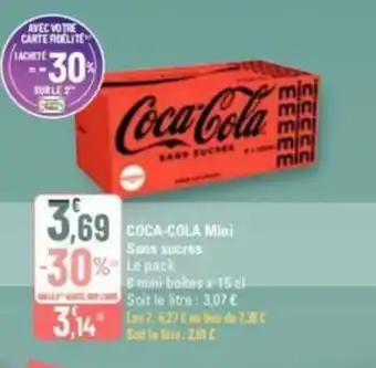 G20 COCA-COLA Mini Sans sucres offre