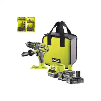 Bricorama Pack ryobi perceuse-visseuse percussion r18pd7-252s brushless - 2 batteries 5.0 - 2.0ah - chargeur - 32 accessoires perçage - offre