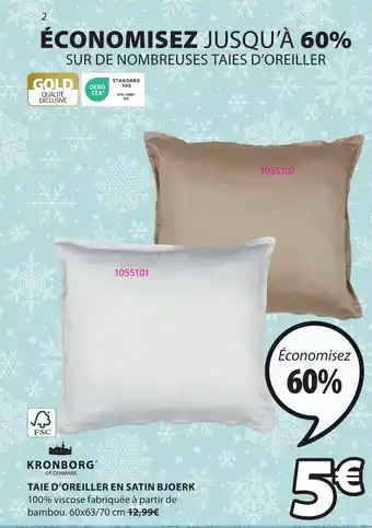 JYSK TAIE D'OREILLER EN SATIN BJOERK offre