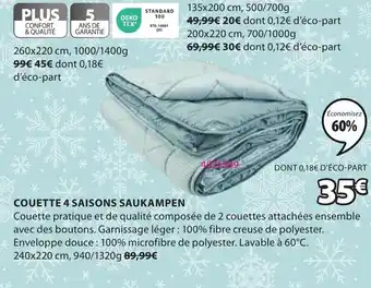 JYSK COUETTE 4 SAISONS SAUKAMPEN offre
