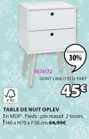 JYSK TABLE DE NUIT OPLEV offre