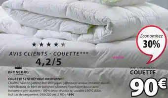 JYSK COUETTE SYNTHÉTIQUE OKSHORNET offre