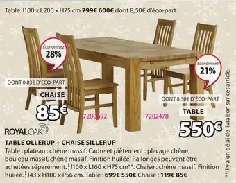 JYSK TABLE OLLERUP + CHAISE SILLERUP offre