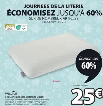JYSK OREILLER EN MOUSSE À MÉMOIRE VIGLEN offre