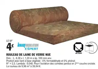 E.Leclerc Brico ROULEAU DE LAINE DE VERRE NUE offre