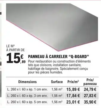 E.Leclerc Brico PANNEAU À CARRELER "Q-BOARD" offre