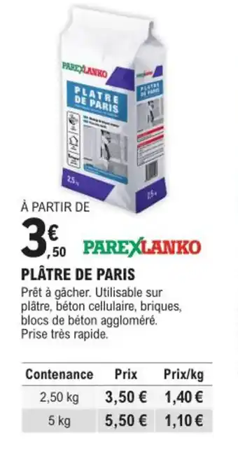 E.Leclerc Brico PLATRE DE PARIS offre