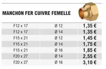 E.Leclerc Brico MANCHON FER CUIVRE FEMELLE offre