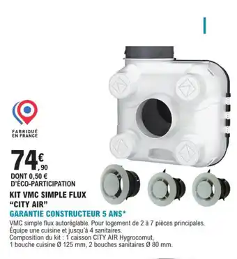 E.Leclerc Brico KIT VMC SIMPLE FLUX "CITY AIR" offre