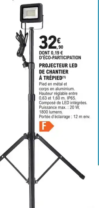 E.Leclerc Brico PROJECTEUR LED DE CHANTIER À TRÉPIED (¹) offre