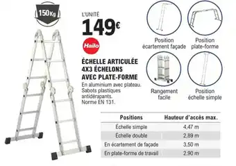ÉCHELLE ARTICULÉE 4X3 ÉCHELONS AVEC PLATE-FORME
