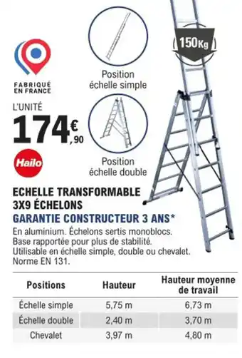 E.Leclerc Brico ECHELLE TRANSFORMABLE 3X9 ÉCHELONS offre