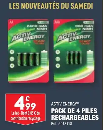 ALDI PACK DE 4 PILES RECHARGEABLES offre