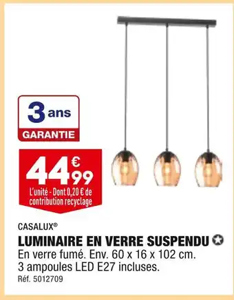 ALDI Casalux luminaire en verre suspendu offre