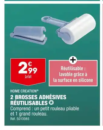 ALDI Home creation 2 brosses adhésives réutilisables offre