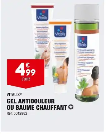 ALDI Vitalis gel antidouleur ou baume chauffant offre