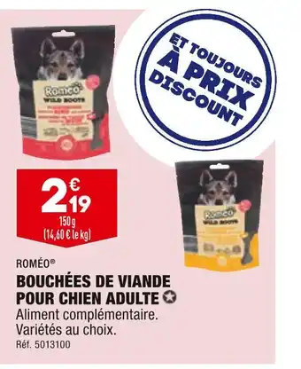 ALDI Roméo bouchées de viande pour chien adulte offre