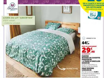 Super U U maison parure housse de couette 240x220cm + 2 taies d'oreiller 63x63cm offre
