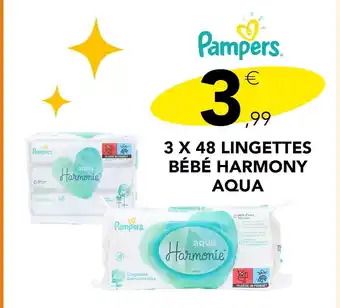 Stokomani Pampers 3 x 48 lingettes bébé harmony aqua offre