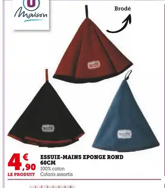 Super U U maison essuie-mains eponge rond 60cm offre