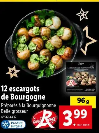 Lidl Deluxe 12 escargots de bourgogne offre
