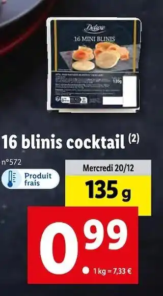 Lidl Deluxe 16 blinis cocktail offre