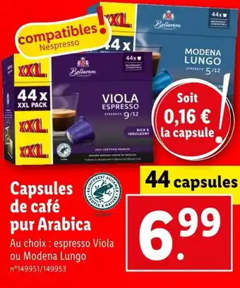 Lidl Bellarom capsules de café pur arabica offre