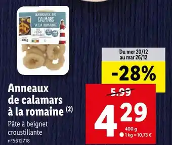 Lidl Anneaux de calamars à la romaine offre