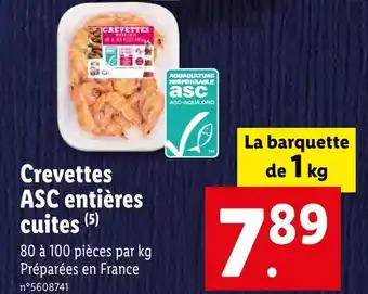 Lidl Crevettes asc entières cuites offre